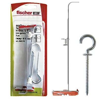 Image of Fischer DUOTEC 10 S Plasterboard Dowels with Open Eye Hook, Anchor Fixing for High Loads on Panels and Plates, Hole mm, 541076