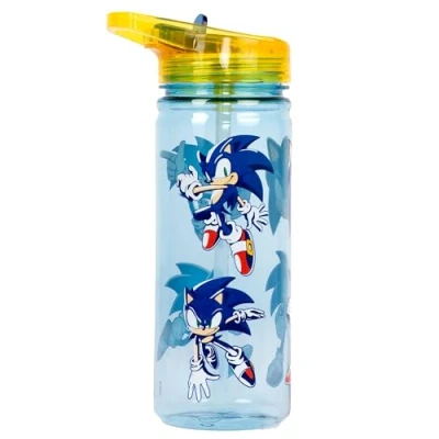 Image of Disney Sonic The Hedgehod Plastic Bottle with Straw BPA Free 580 ml School Water for Boys 100% Leakproof Durable Drink