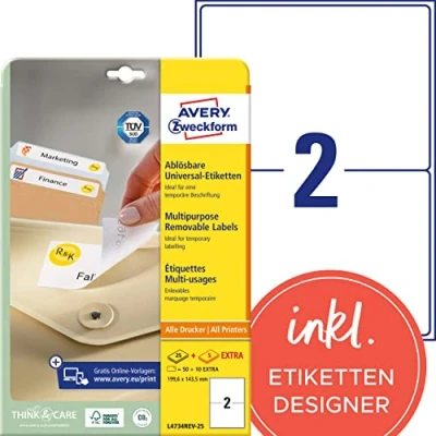 Image of Avery Zweckform, L4734REV 25 Removable Labels to Identify Pallets 199.6 x 143.5 mm Sheets
