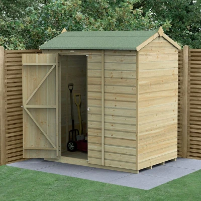 Image of 6&#039; x 4&#039; Forest Beckwood 25yr Guarantee Shiplap Pressure Treated Windowless Reverse Apex Wooden Shed (1.88m 1.34m)