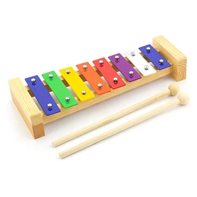Image of TIGER XYL14 CL 8 Note Glockenspiel &amp; Two Mallets Wooden Frame Ideal Introduction to Musical Harmony Metallophone Xylophone