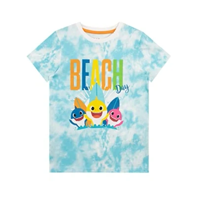 Image of Pinkfong Boys Baby Shark T Shirt Tie Dye Blue 12 18 Months