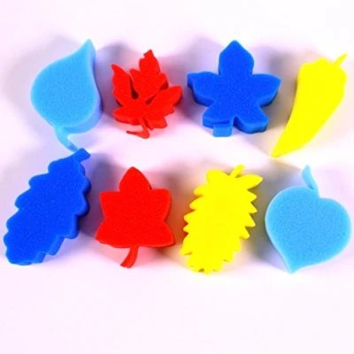 Image of Leaf Shape Painting Sponges for Kids Art &amp; Craft Set of 8 Foam Paint Applicators by BCreative ®