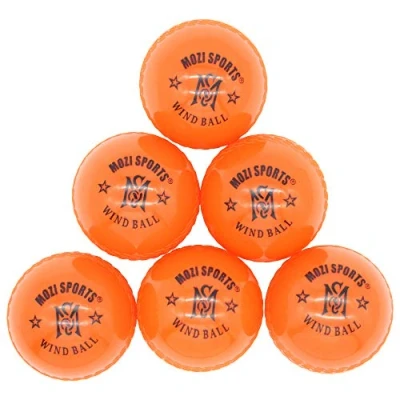 Image of Mozi Sports Windball Soft Cricket Balls Durable Realistic Bounce &amp; Swing WindBalls for Indoor Outdoor Coaching,Practice, Garden Beach play (Orange)