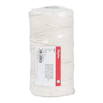 Image of Rayher Yarn for Craft, Floristry and Decorations, Macrame Cord, 2mm ø, ca. 600g, spool 260m, white, 80% Cotton, 20% Polyester, 4400202