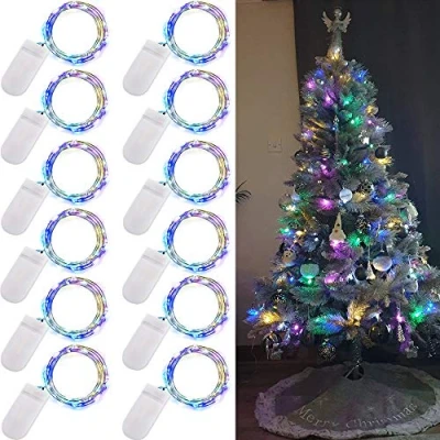 Image of [12 Pack]Ooklee® Fairy Bottle Lights Battery Operated, 2m 20 LED Copper Wire String Light, Rainbow Twinkle Starry Lighting for Table Party Wedding Indoor Jar Garden Christmas Decorations(Multi Colour)