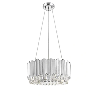 Image of Grenada 5 Light Chrome Crystal Pendant Ceiling