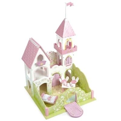 Image of Le Toy Van Wooden Educational Fairybelle Palace Doll House Fairy Princess Castle Play Set Pretend Castle, Pink