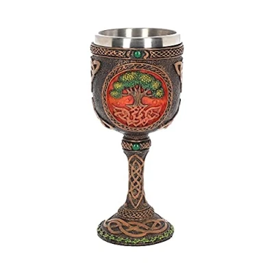 Image of Nemesis Now Tree of Life Goblet 17.5cm Green, Resin w/Stainless Steel Insert