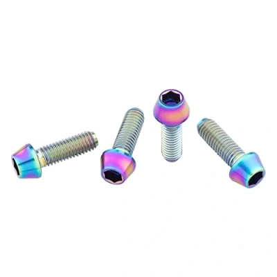 Image of Wolf Tooth Ti Rainbow Water Bottle Cage Bolts 4 Pack Bike Accessories Custom Parts Precision Engineered