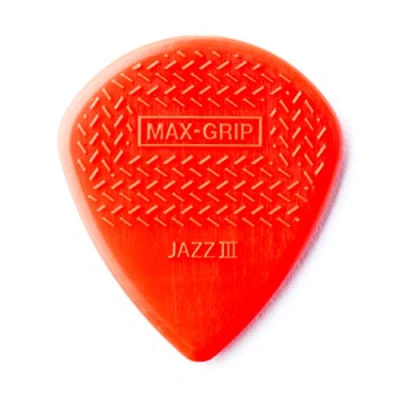 Image of Dunlop Nylon Max Grip Jazz III Picks, Player&#039;s Pack, Pack of 6, Red, 1.38 mm