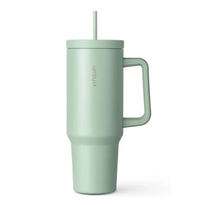 Image of VINSUN Tumbler with Straw and Lid 40oz Stainless Steel Travel Mug 1200ml, Double Walled Insulated Thermal for Hot &amp; Cold Drinks Coffee Handle