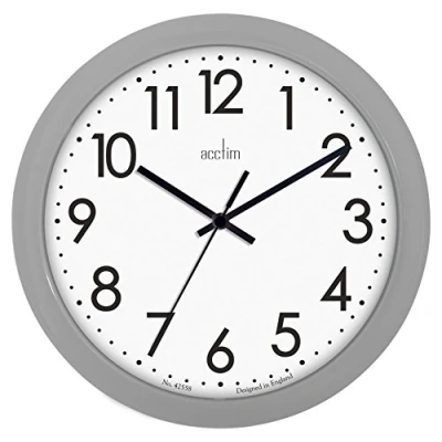 Image of Acctim Abingdon Wall Clock Quartz Easy Read Arabic Numbers Grey 25cm 21890