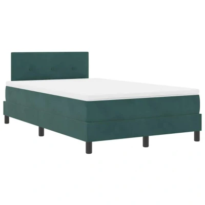 Image of Box Spring Bed with Mattress &amp; led Dark Green 120x200 cm Velvet Vidaxl