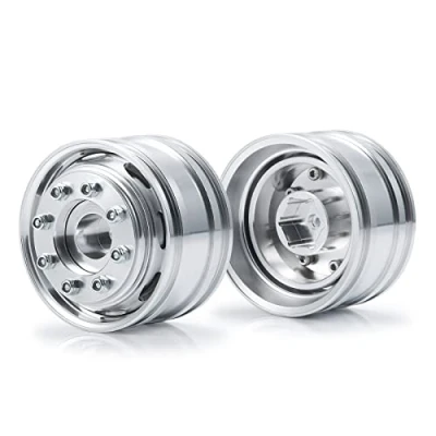Image of AXspeed 2 pcs Metal Front Wheel Hubs Rims for 1/14 Tamiya Trailer Tractor Truck RC Car Upgrade Parts