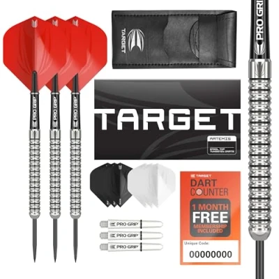 Image of TARGET Darts Artemis 24G 80% Tungsten Steel Tip Set 6 Pro Grip Shafts 9 Ultra Flights Dart Wallet Bundle