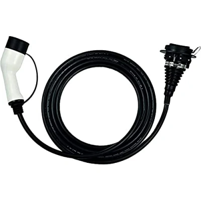Image of WAI EVC22332 5EXT Type 2 Female to Male Extension, 22 KW, 32 Amp Three Phase Electric Vehicle/EV Charging Cable, 5 Meter , Black