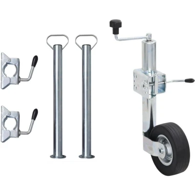 Image of vidaXL Trailer Jack Wheel 60 mm with 2 Support Tubes and 3 Split Clamps