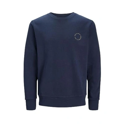 Image of JACK &amp; JONES Men&#039;s Jjthiba Sweat Crew Neck Sweater, Blazer Navy, M
