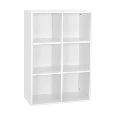 Image of Mondeer Bookcase White, 6 Cube Storage Unit, 3 Layer Bookshelf, Wooden Shelf Organiser Display Cabinet for Living Room, Bedroom, Home Office, 60 x 30 90 cm