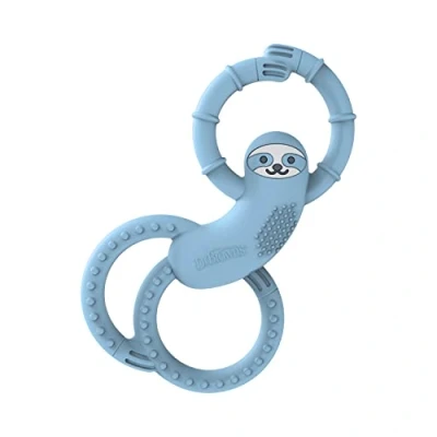 Image of Dr. Brown&#039;s Flexees Sloth Teether for Infant &amp; Baby, Blue, 100% Silicone, BPA Free, 3m+
