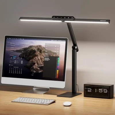 Image of Honeywell LED Desk Lamp with Base HJ1BK Sunturalux Eye Caring Architect for Home Office, 1200LM Computer Light 4 Color Modes Stepless Dimming Task Timer Black