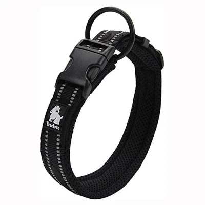 Image of Truelove Dog Training Collar TLC5011 Reflective Premium Buckle Nylon Webbing Pet Collars,High Grade No Choke Basic Collars Now Available (XL, Black)