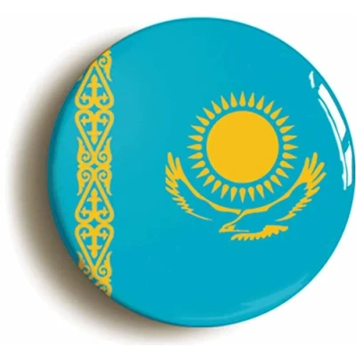 Image of Kazakhstan National Flag Fridge Magnet (Circular 2inch / 50mm Diameter)