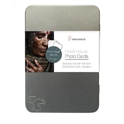 Image of Hahnemühle Inkjet Photo Cards, Mini Postcards, PhotoRag® Baryta, High Gloss, White, 30 Sheets, 10 x 15 cm