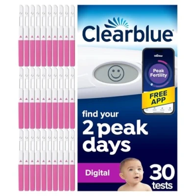 Image of Clearblue Digital Ovulation Test Kit (OPK), Find Your 2 Peak Days, 1 Holder and 30 Tests, Try The Free Period &amp; Cycle Tracker App