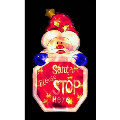 Image of Santa Please Stop Here Window Silhouette Christmas Decoration