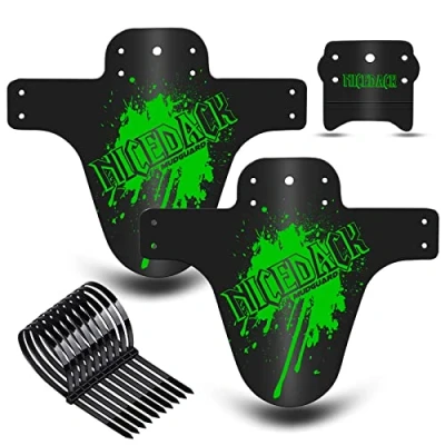 Image of NICEDACK Mud Guard, 2PCS MTB Bicycle Mudguards for 26&quot; 650B 27.5&quot; 29&quot; Mountain Bike Rear and Front Mudguard Fender (Green, Matte Surface)