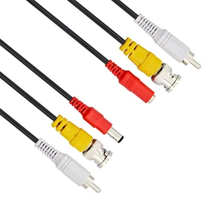 Image of BNC, RCA, DC CCTV Cable, All in One Video Audio Power Cord, Coaxial Extension Wire for Surveillance DVR Security Systems, Connectors (2x BNC Female, 2x RCA male, 2.1mm Male to Female) 5m