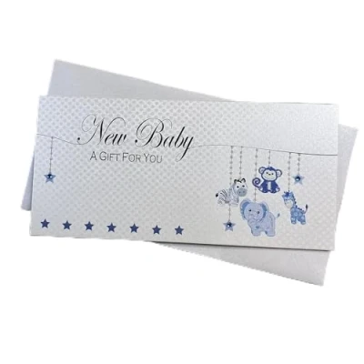 Image of MONEY WALLET New Baby, A Gift For You BLUE TOYS Handmade by White Cotton Cards (WBW18)