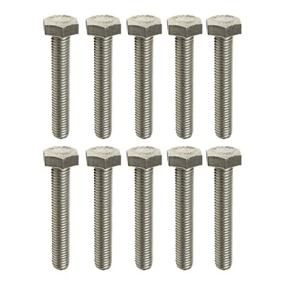 Image of M10 x 60mm Hex Set Screw Hexagon Head Bolt 10 Pack