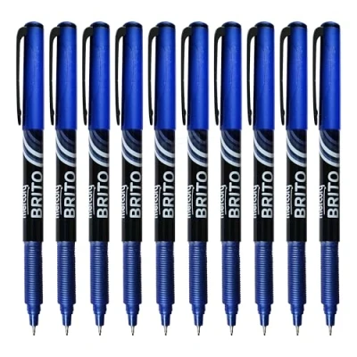 Image of MERCURY Brito Fineliner Pens, BLUE, Ultra Fine Point (0.3mm), Pack of 10, Precision Lines, Ideal for Write Draw Sketch Colour Draft Mark