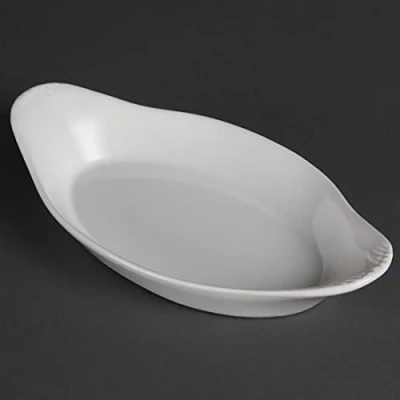 Image of Olympia Whiteware Oval Eared Dishes 229X 127mm Porcelain Serving Plates 6pc