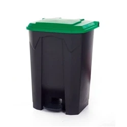 Image of Pedal Bin; 80L; Polypropylene; Grey Body &amp; Green Lid