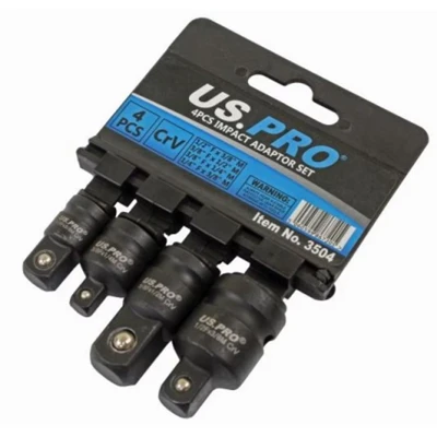 Image of US PRO Tools 4 Piece Impact Adaptor Set 1/4&quot; 3/8&quot; 1/2&quot; Step up/Down Reducer 3504