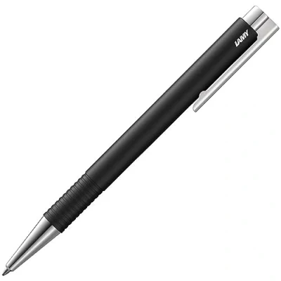 Image of Lamy Logo M+ Ballpoint Pen 204 Made of Unbreakable Plastic in Matte Black with Chrome Plated Tip and Pusher Includes Large Refill M 16 Line Width