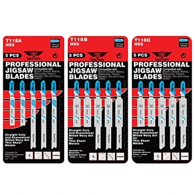Image of 15 x TopsTools JSTTK3118 T118A T118B T118G Metal Cutting Jigsaw Blades Compatible with Bosch, Dewalt, Makita, Milwaukee and Many More