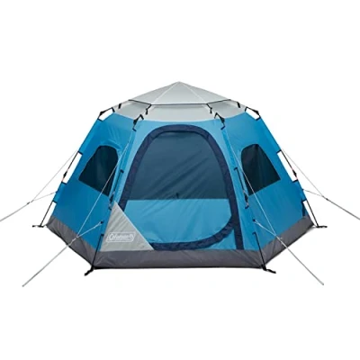 Image of Coleman 4 Person Camping Tent, Pop up Camp Burst, Quick 45s Setup, with Dark Room Option, Waterproof, 360 Views, Resist Winds to 35 mph