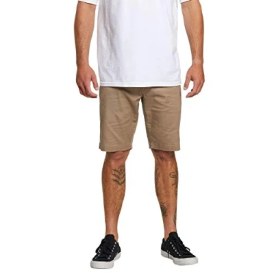 Image of Volcom Men&#039;s Frickin Chino flat front shorts, Khaki, 28 UK