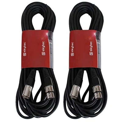 Image of Skytec 2x XLR Male To Female Microphone Cables 12m