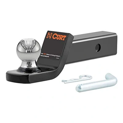 Image of CURT 45134 Fusion Trailer Hitch Mount with 2 Inch Ball &amp; Pin, Fits In Receiver, 7,500 lbs, 2&quot; Drop, black