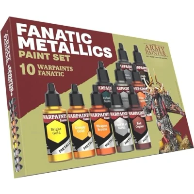 Image of The Army Painter, Warpaints Fanatic Metallics paint Set, 10 x 18 ml Acrylic Metallic Paints, Incl. Gold, Copper, Metal, Bronze and Silver Miniature set for D&amp;D &amp; Warhammer Miniatures