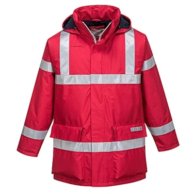 Image of Portwest Bizflame Rain Anti Static FR Jacket Red Large