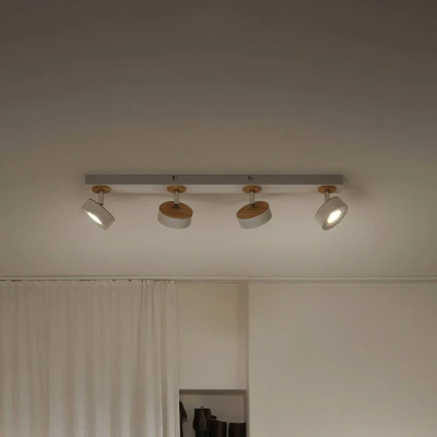 Image of LEDVANCE LED downlight Pluto, steel, wood, 4 bulb, white