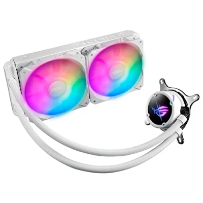 Image of ASUS ROG STRIX LC II 240 ARGB White Edition All in One Liquid CPU Cooler (2 x 120mm Radiator Fans, Aura Sync RGB, Compatible with Intel and AMD)
