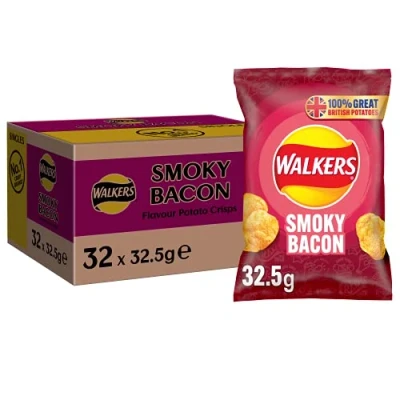 Image of Walkers Smoky Bacon Crisps Box, 32.5 G (Case Of 32)
